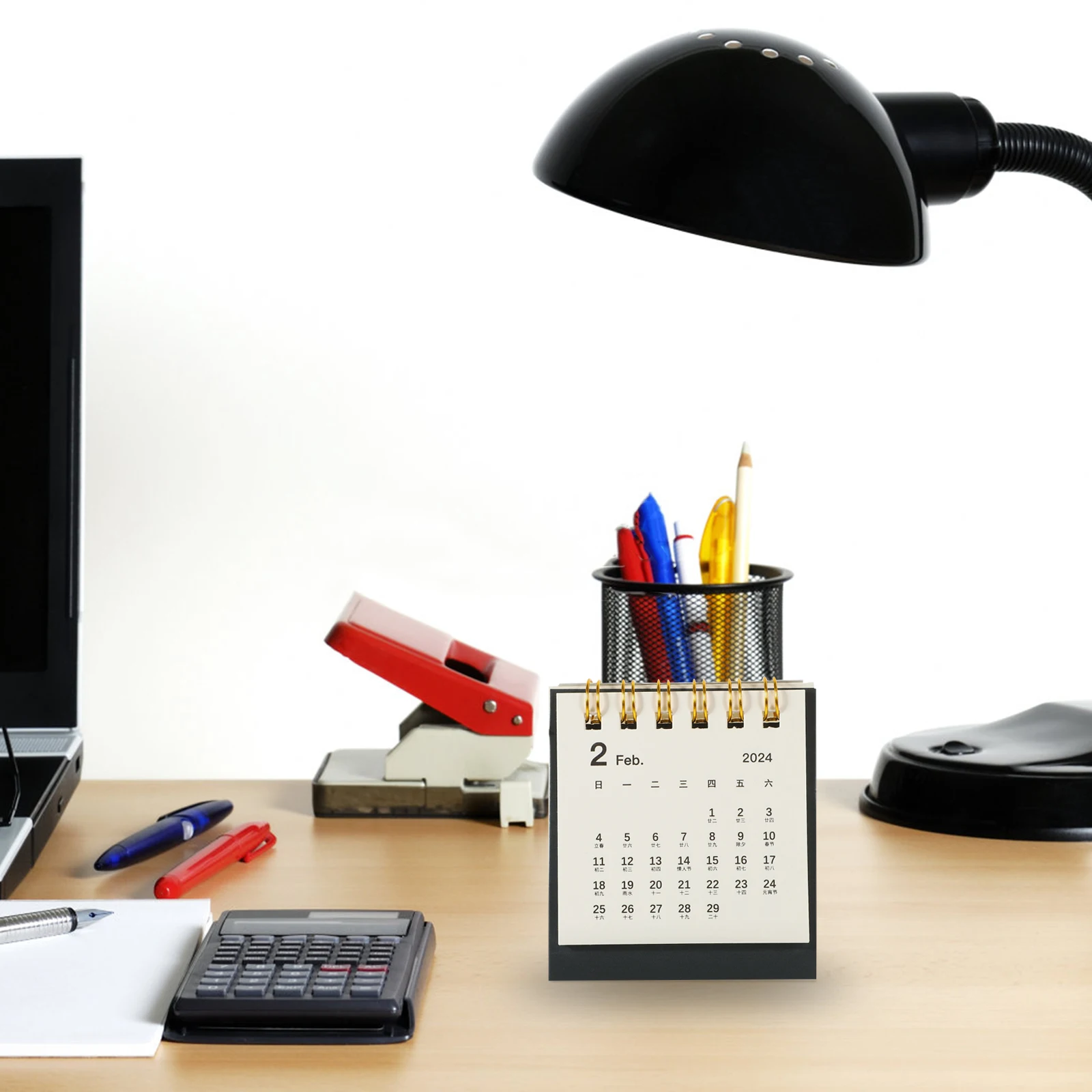 

Mini Schedule Calendar 2024 Desktop Pink Thickened Page Writing Home Office Decoration Monthly Accessory TwoCoil Design