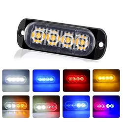 1pcs 4 LED Trailer Marker Light Strobe Warning Traffic Light Grille Flashing Car Beacon Lamp Waterproof Sealed for Truck Side