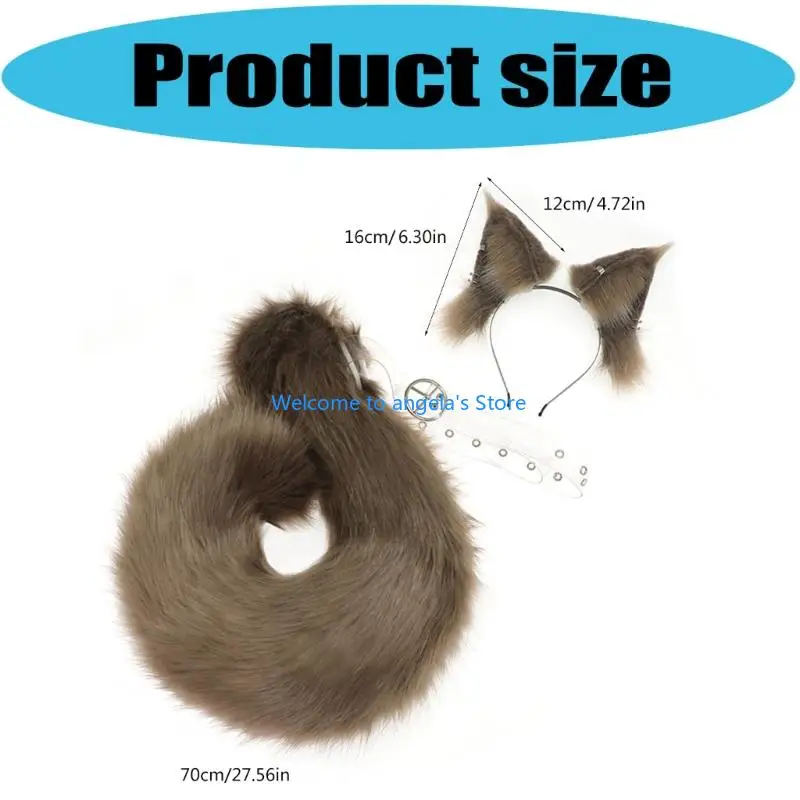 X4YC Diadema con Orejas Ardilla con Cola Disfraz Ardilla Animal Orejas y Cola ardilla para Fiesta Halloween