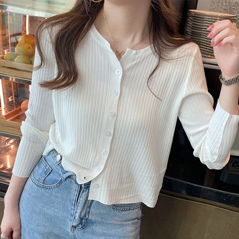 Sweter damski dziergany, kardigan, nowy, długi rękaw, okrągły dekolt, czarny sweter dziergany, kardigan damski, topy, odzież dziergana, swetry damskie Q1287