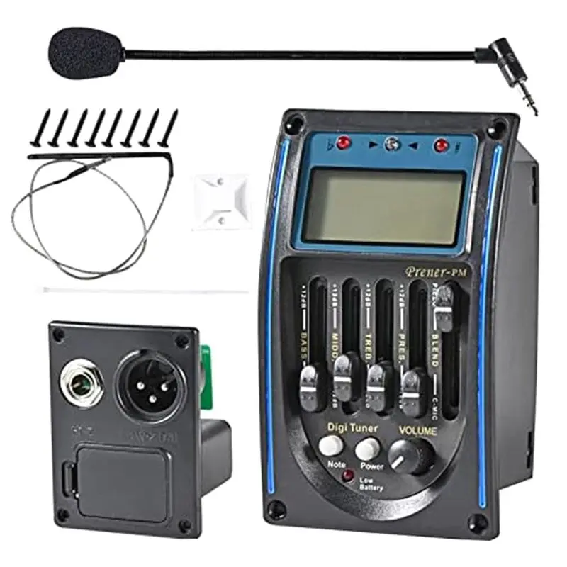 SPECIAL OFFER~Acoustic Guitar Pickup,5 Band EQ Equalizer Guitar Preamp Piezo Pickup Tuner with Mic LCD Display
