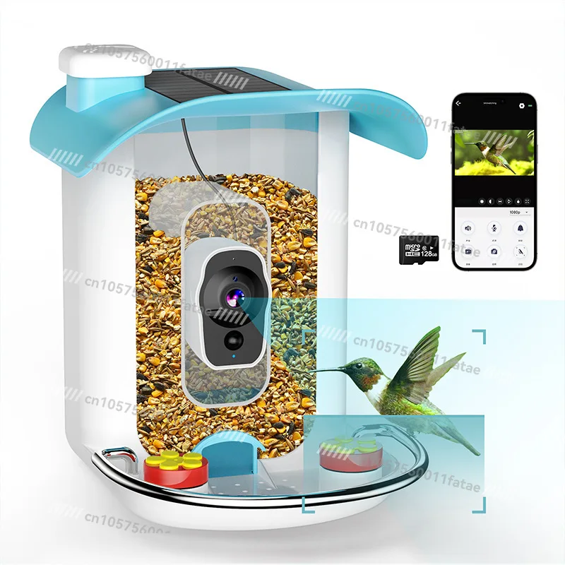 Smart Bird Feeder, Identification Bird APP Camera Monitoring Outdoor Waterproof Belt Solar Charging Panel