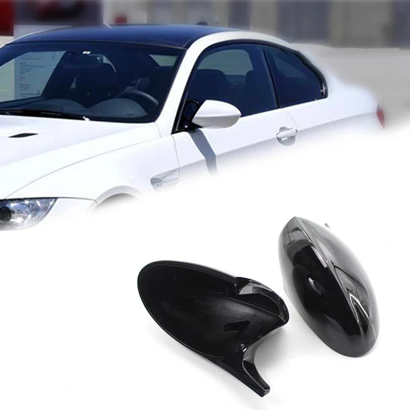 

2pcs Gloss Black Horn Wing Mirror Cover Driver Passenger Side Caring Personal Cars Accessories for BMW E90 2004-2011