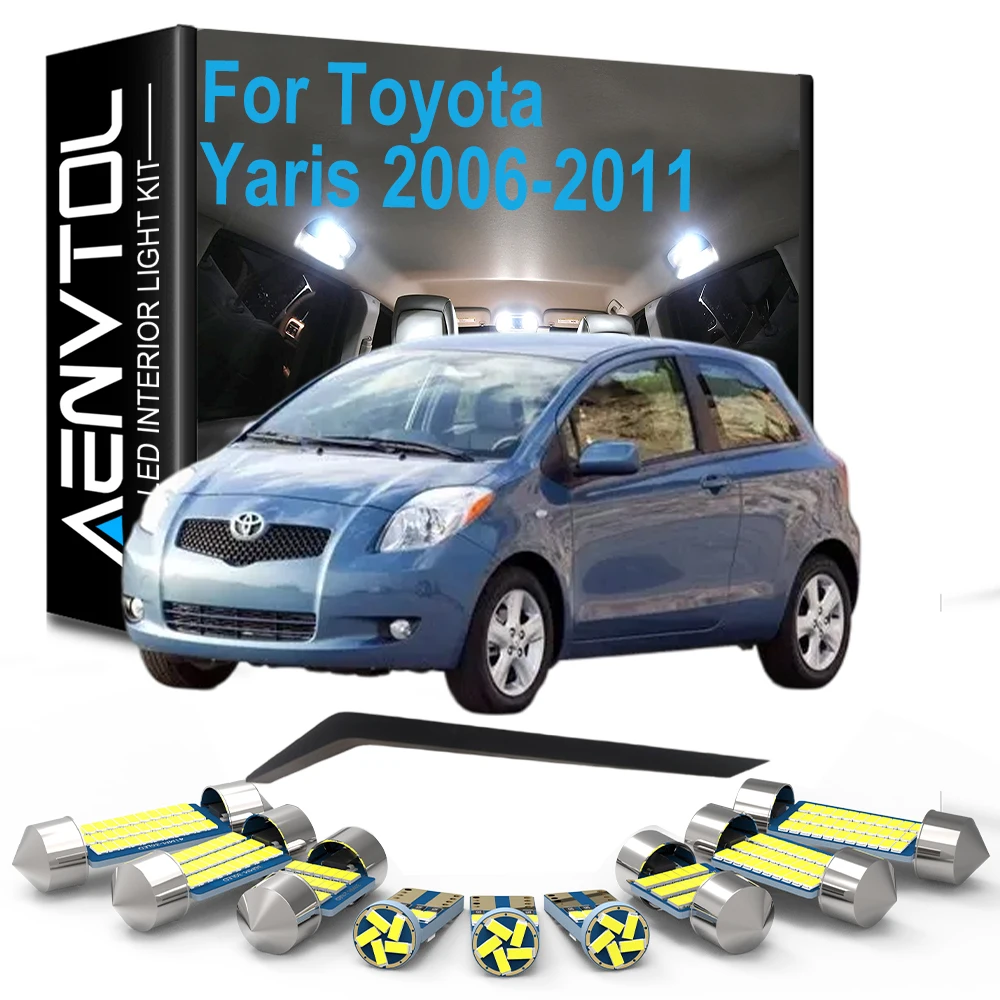 9Pcs Canbus LED Interior Dome Map Trunk Light Kit For Toyota Yaris 2006 2007 2008 2009 2010 2011 Car LED Bulb