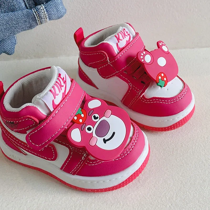 2024 Baby Boys Girls Casual Shoes Toddler Soft Bottom First Walking Shoes Children\'s Sneakers Disney Lotso Bear Kids Shoes