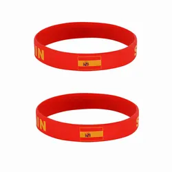 2pcs Spanish Flag Silicone Bracelet Sports Game Wristbands Spain Flags Wrist Strap for Men Women Rubber Band Fashion Accessories