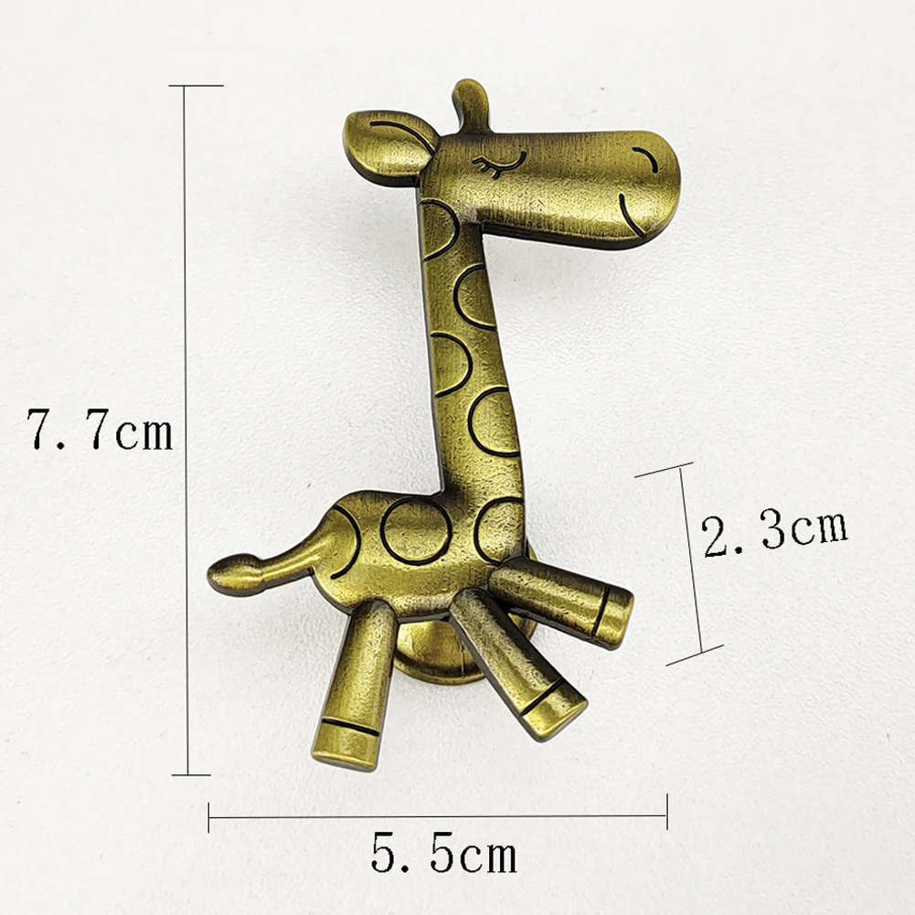 1* Plant Animal Shape Furniture Handles Zinc Alloy Giraffe Shape Furniture Handle Door Cabinets Knobs Retro Dresser Handles 2022