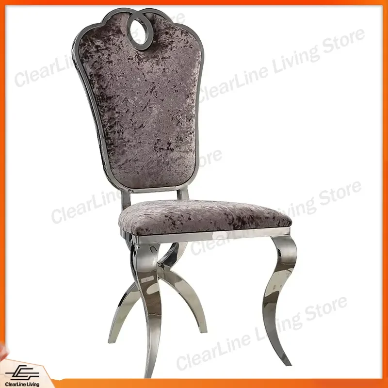 French Modern Silver Stainless Steel Dining Chair Crossed Legs Luxury Metal Side Chair for Living Room Kitchen Home Furniture