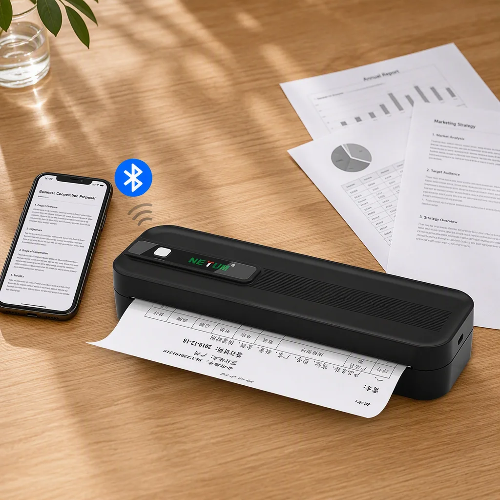 Mini Thermal Printer A4 Bluetooth&Type-C for Mac Windows iOS Android 216mm Home Inkless Portable Thermal Printer with Paper