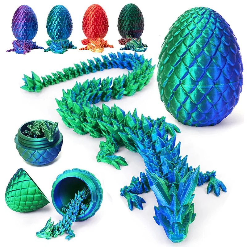 3D Dragon Rotatable Articulated Dragon Egg Realistic Movable Printed Dragon Modle Home Office Decoration Figures Animals Kid Toy