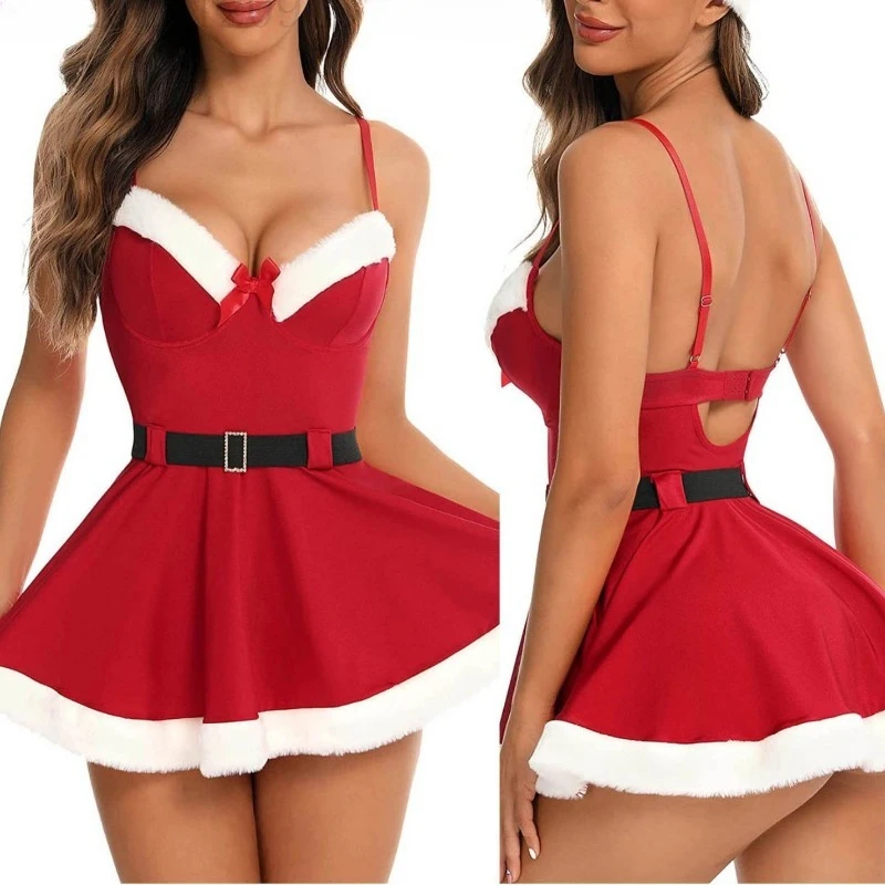 

Рождественский модный сексуальный костюм на подтяжках Рождественский сексуальный костюм для косплея