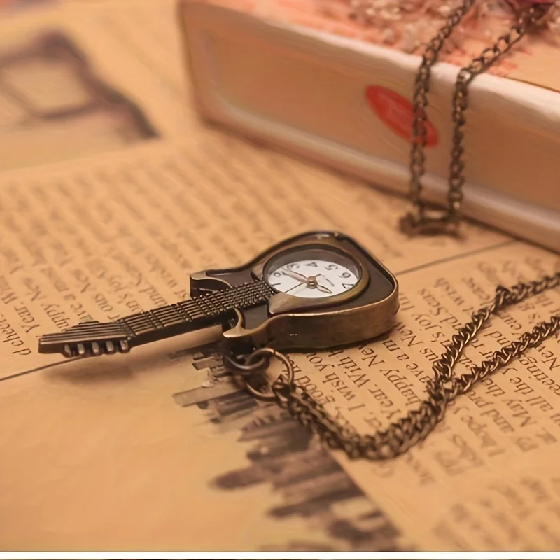 Steampunk-ساعة جيب كوارتز للرجال والنساء ، البوق ، نموذج الغيتار ، هدية قلادة ، السيدات والأطفال