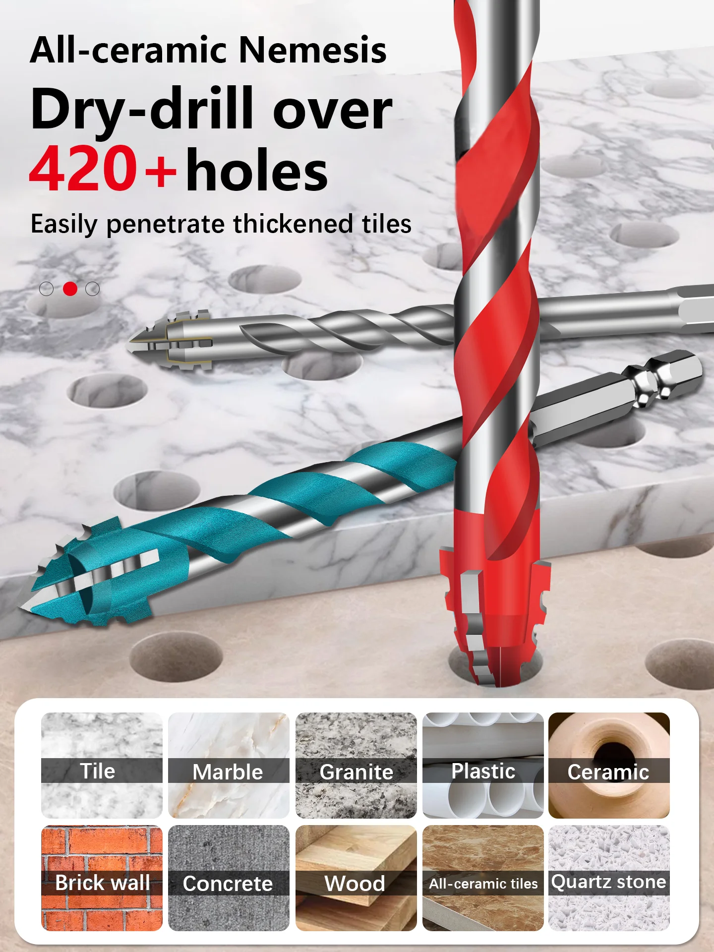Four-edge sawtooth drill eccentric drill bit, high-hardness full tile drilling, concrete ceramic, marble drilling, hand electric