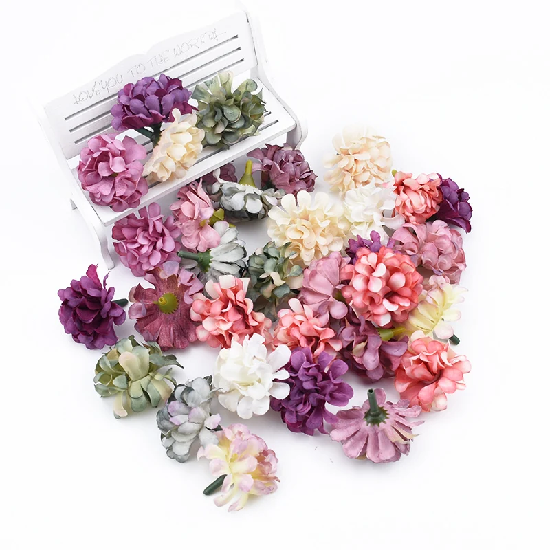 

80/100pcs Silk ArtificialFlower Carnation Hotsale Home Festival party Decor Wedding bouquet Diy Gift Candy Box hairpin scrapbook