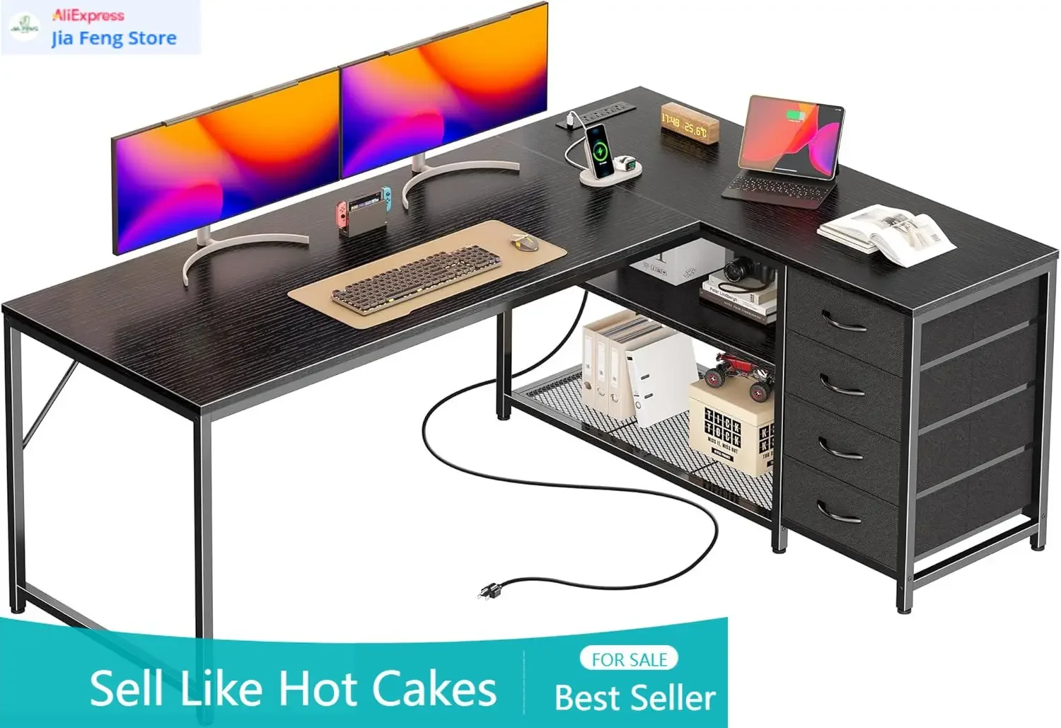 61" L Shaped Desk W…