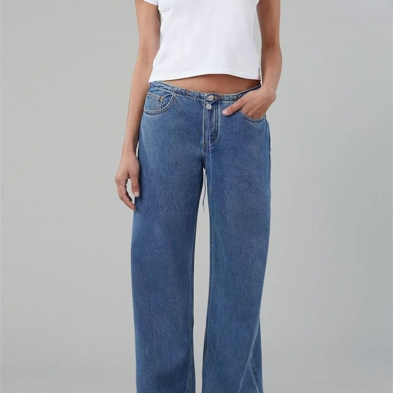 

Джинсы с низкой посадкой и регулируемым шнурком, стильные и модные, женские повседневные джинсы в европейском стиле, джинсы с низкой талией для женщин