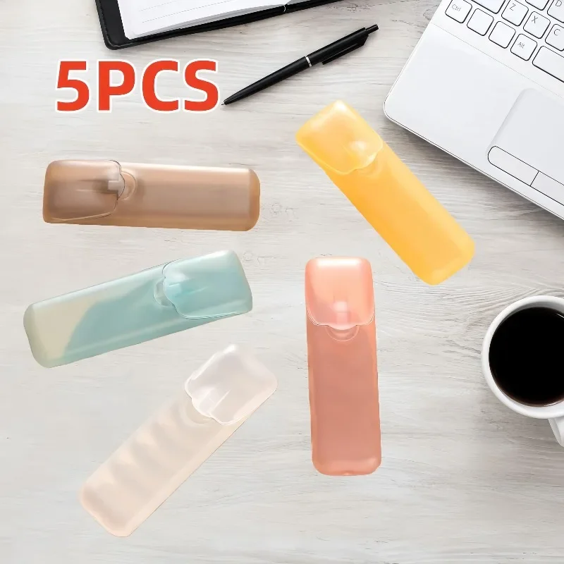 5pcs Mini Portable Flip Cover Box,Translucent Dispenser Box for Dental Floss Earplugs, Lightweight Pocket Size Travel Divider