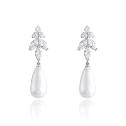 WEIMANJINGDIAN Brand New Arrival Shiny Zircon and Long Pearl Drop Earrings for Women or Wedding