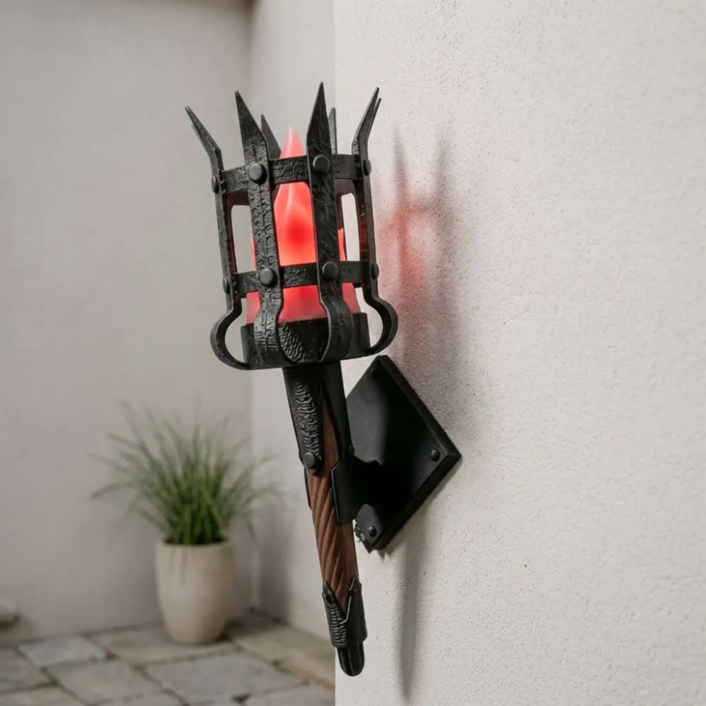 Vintage Medieval Torch Wall Lamp Dual Torch 3D Print Halloween Flame Torch Light Fantasy Theme Hand-Held