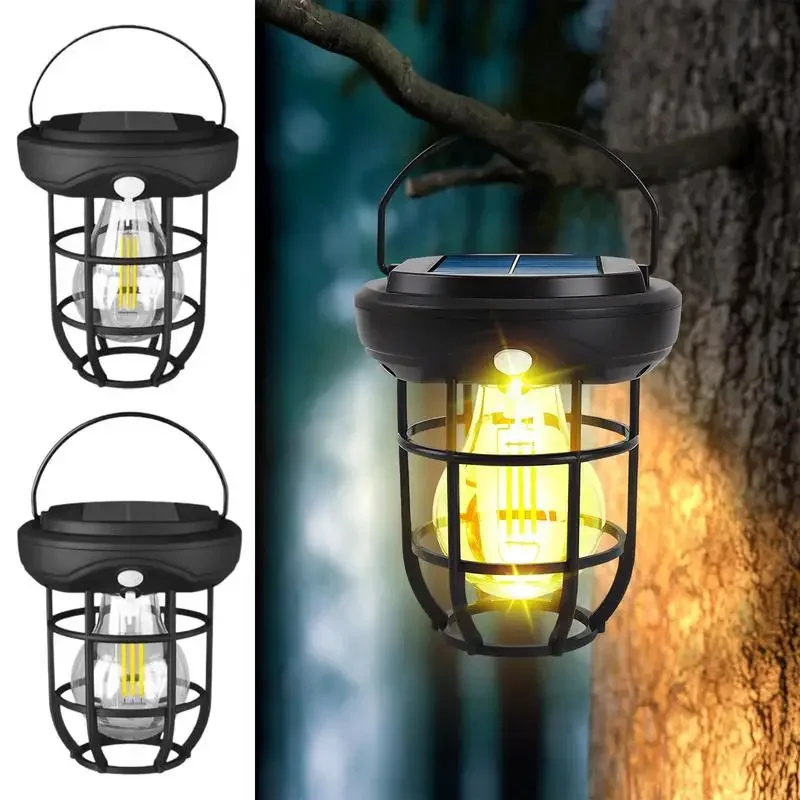 

Solar Bulb Lantern Retro Style Hanging or Wall Mounted Solar Decor Light Iron Art Creativity Waterproof E27 Solar Bulb Light