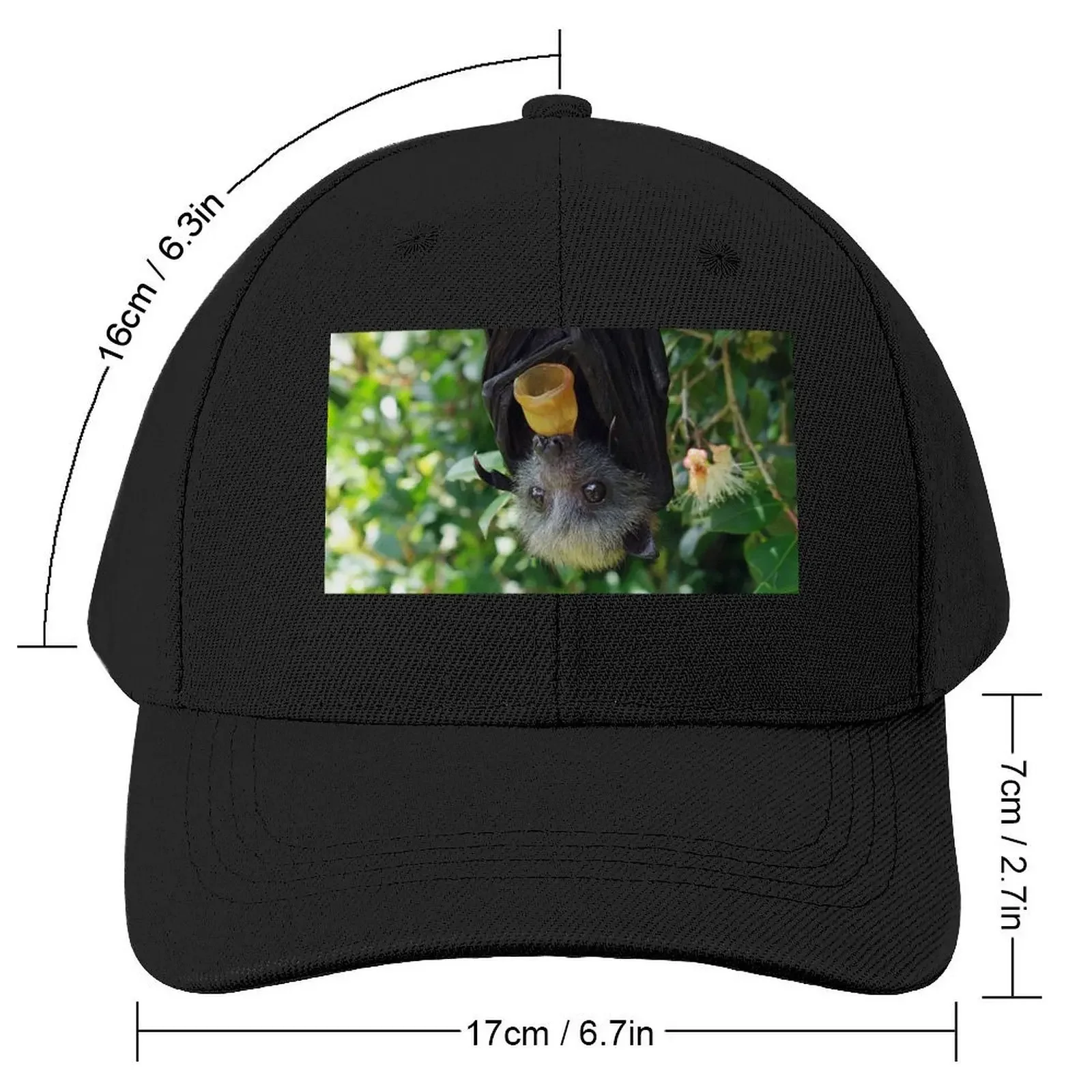 Batzilla - Rescued flying fox bat in tree with pacifier Baseball Cap |-F-| hiking hat beach hat Visor Women's Beach Outlet Men's