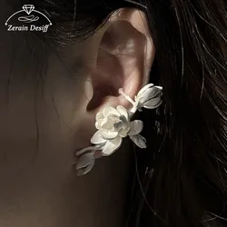 White Jasmine Stud Sterling Silver Beautiful and Elegant Designer Jewelry for Women