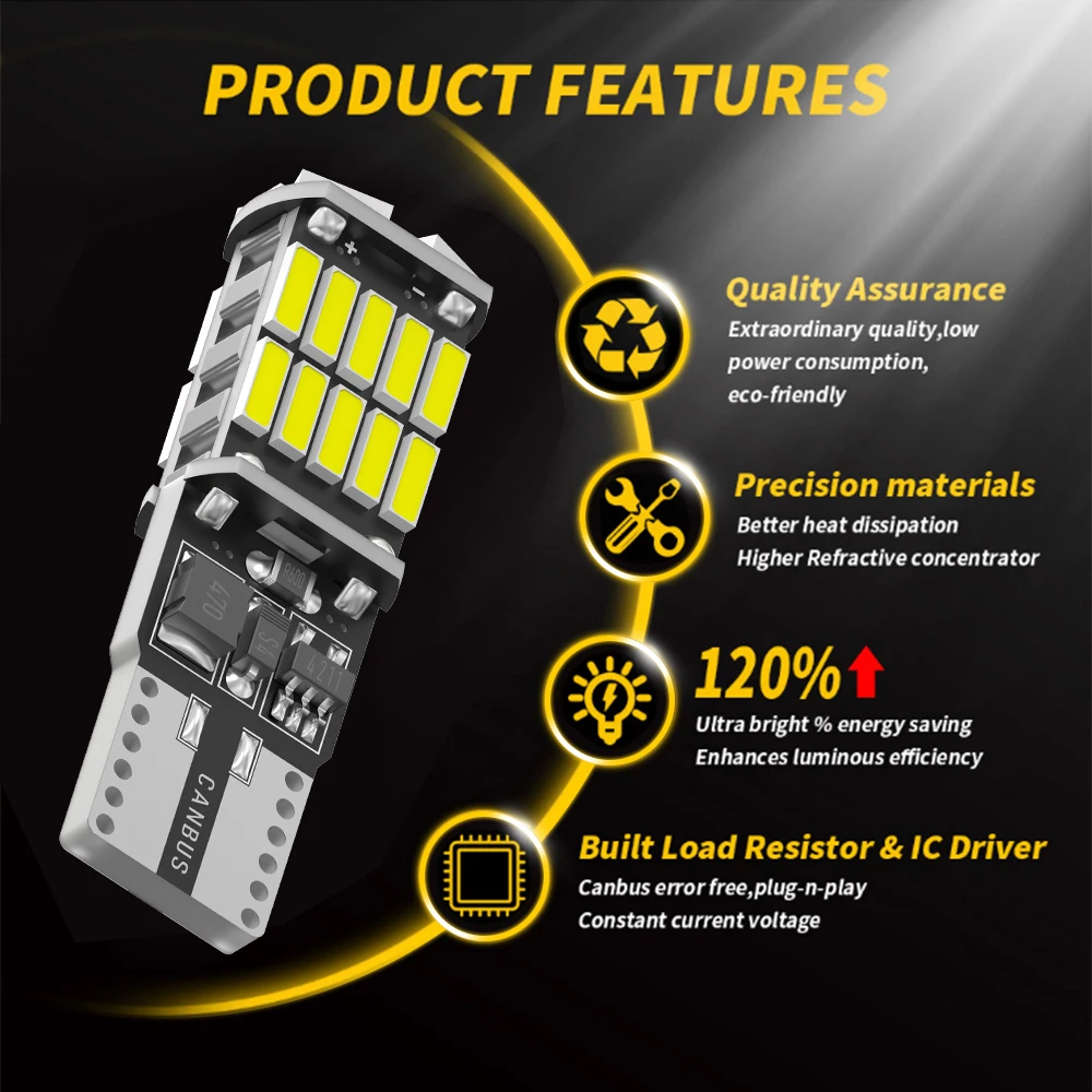 Oprah 2PCS LED T10 W5W Bulbs 4014 26 SMD Canbus No Error For Car Interior Instrument Lights Auto Reading Lamp 1200Lm White 6000K