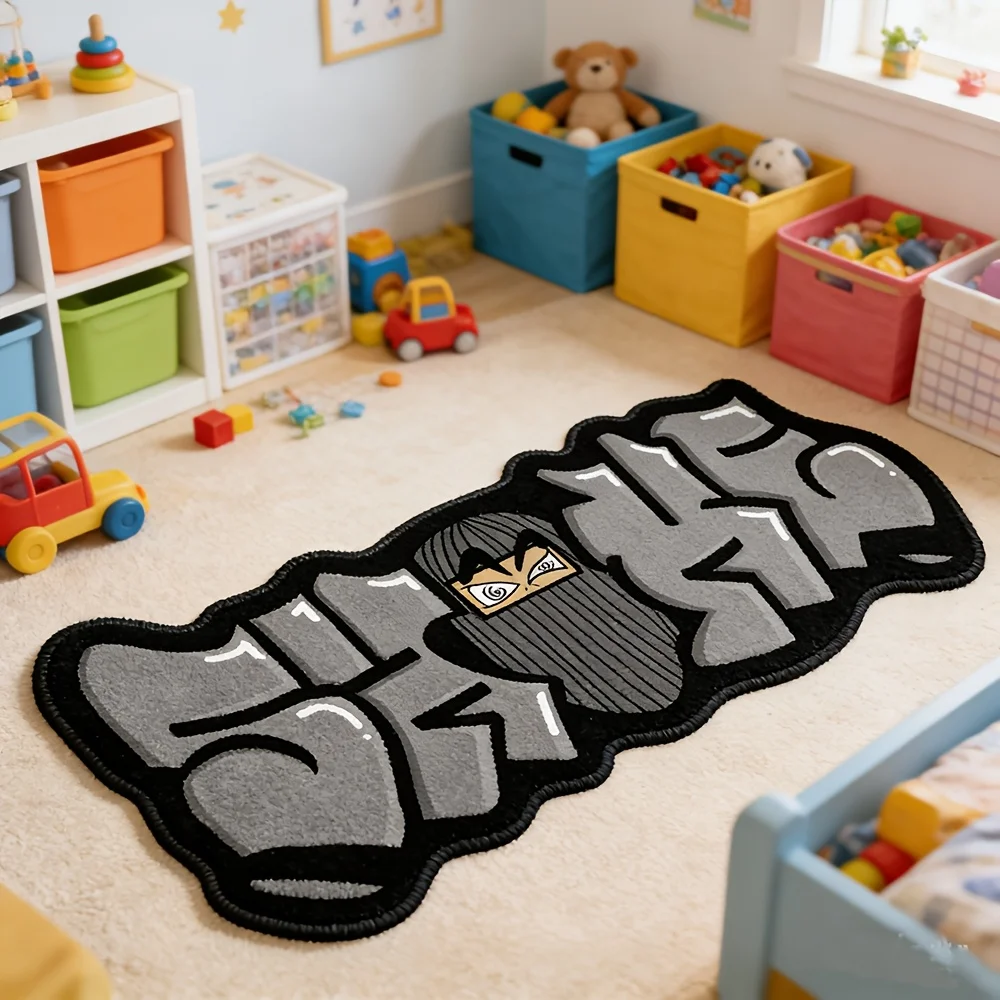 VIKAMA Rap Street Art Text Design Rug Doormat Soft Shiny Rug Super Cool Rug For Bedroom Bedside Floor Mat Carpet For Living Room