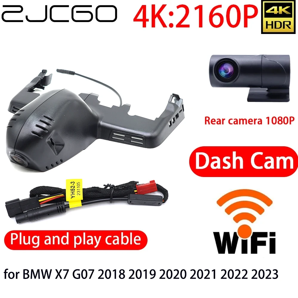 

ZJCGO Plug and Play 4K Car DVR Dash Cam Wifi Front Rear Camera 24h Monitor for BMW X7 G07 2018 2019 2020 2021 2022 2023 2024