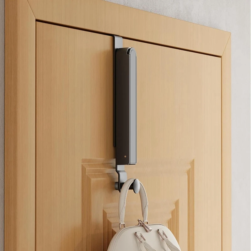 

Folding Clothes Drying Rack, Aluminum Alloy Over The Door Hanger With Retractable Rod, Foldable Portable For Bathroom