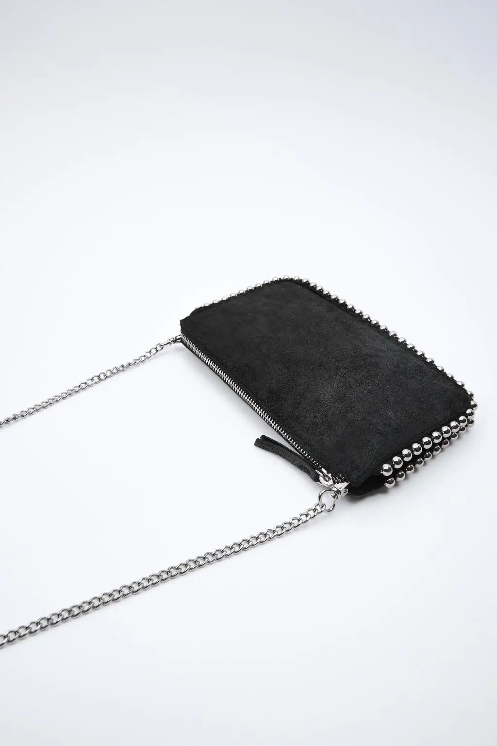 Chain Texture Small Square Bag Versatile Fashion Rivet Decoration Black Shoulder Crossbody Bag