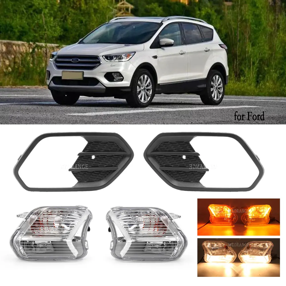 

for Ford Kuga Escape 2017 2018 2019 Fog Lights Headlights Fog Lamp Cover Grill Bezel Frame Halogen Driving Fog Lamp accessories
