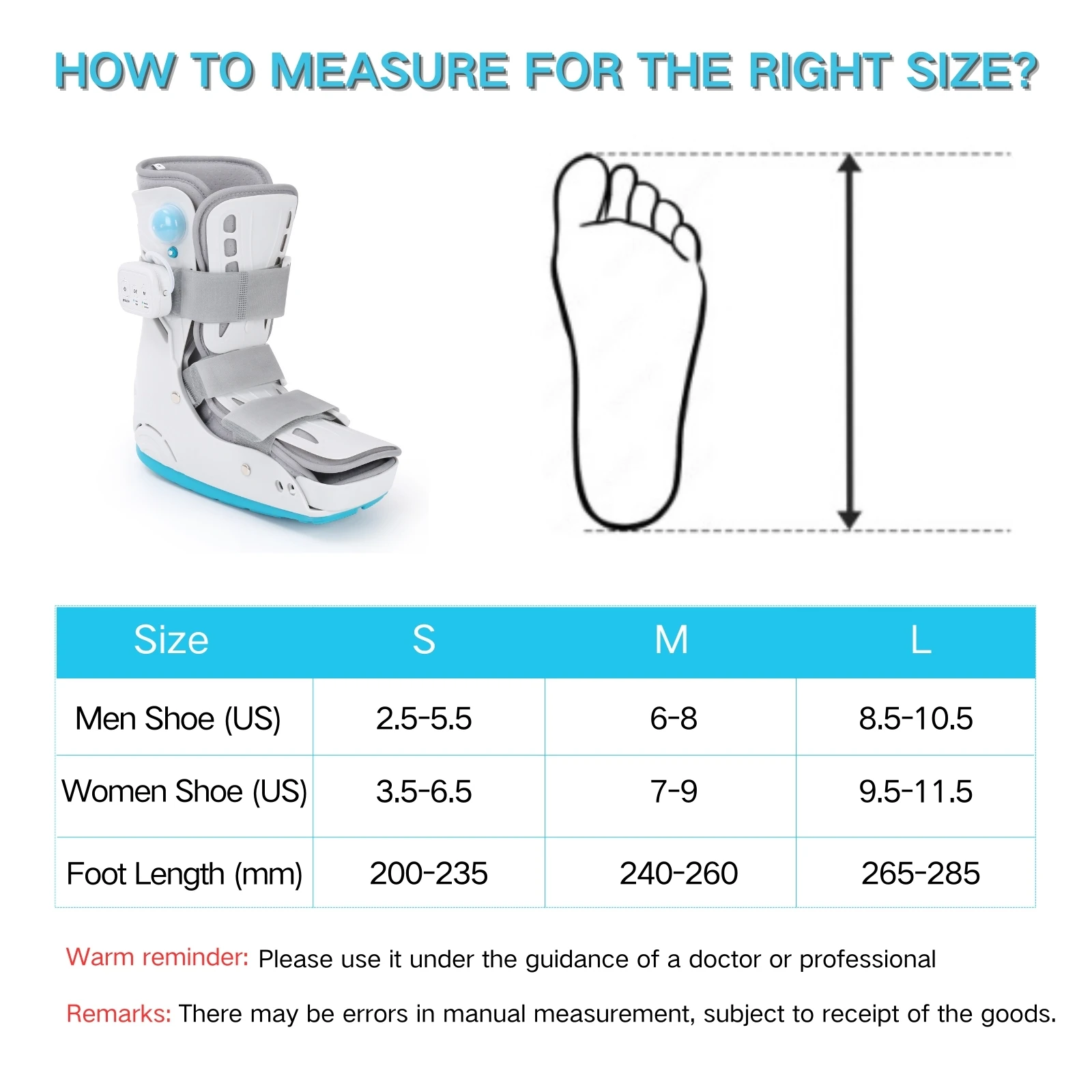 Walker Fracture Boot with Electric Air Pump, Inflatable Air Cam Walking Boot for Ankle Sprain, Achilles Tendonitis, Broken Foot