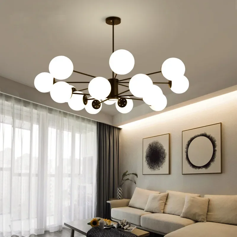 Modern simple living room lamps dining room bedroom creative magic bean ball molecular wrought iron lamp