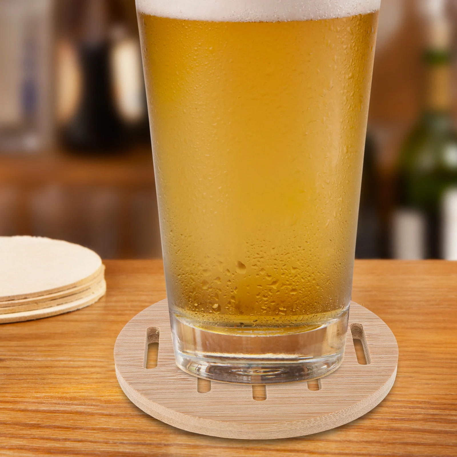 

Bamboo Coasters Anti Hot Pad Insulation Thick Design Material Breathable Surface Versatile Style Multiscene Use