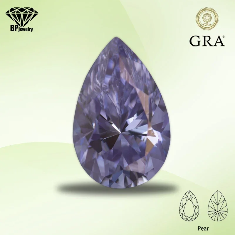 

Moissanite Diamond Light Purple Color Pear Cut Lab Created Gemstone for Advanced Jewelry Making Materials with GRA Certificate