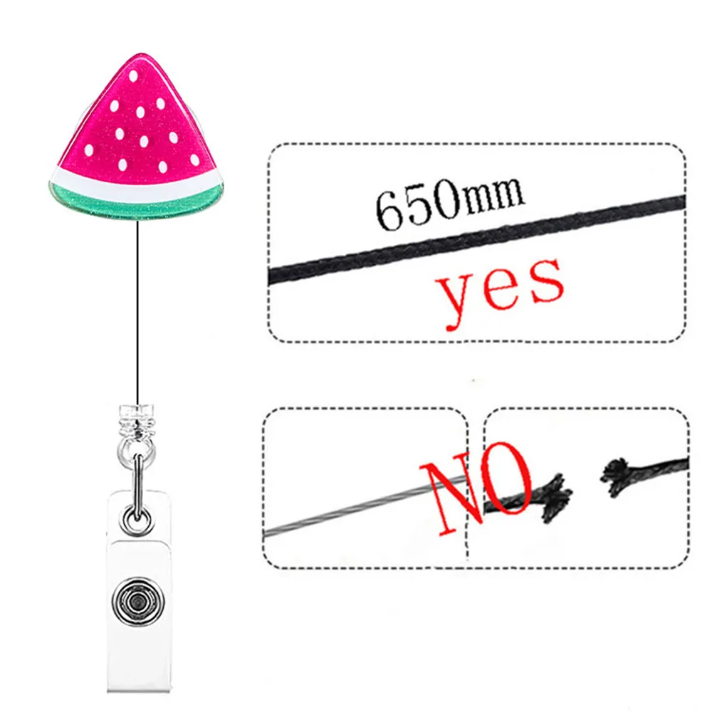 Cute Fruit Retractable Plastic Badge Holder Reel Student Nurse Exhibition Enfermera Girl Name Card Chest Card Holder Clip