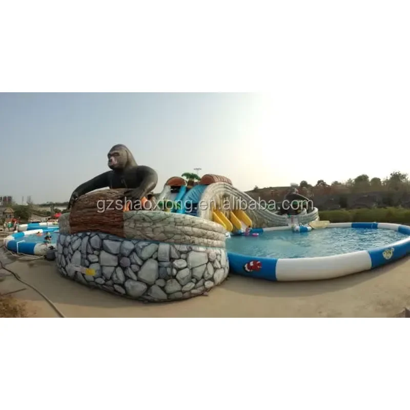 Inflatable Water Park With Large Inflatable Pool Amusement Park With Slide