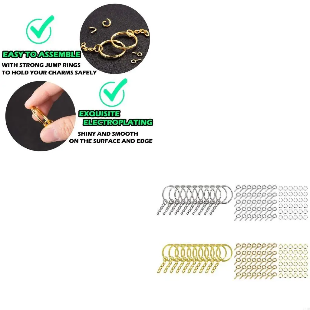 

220x разрезное кольцо для ключей с цепочкой и кольцами для винтов, штифты с проушиной, металлическое кольцо «сделай сам»