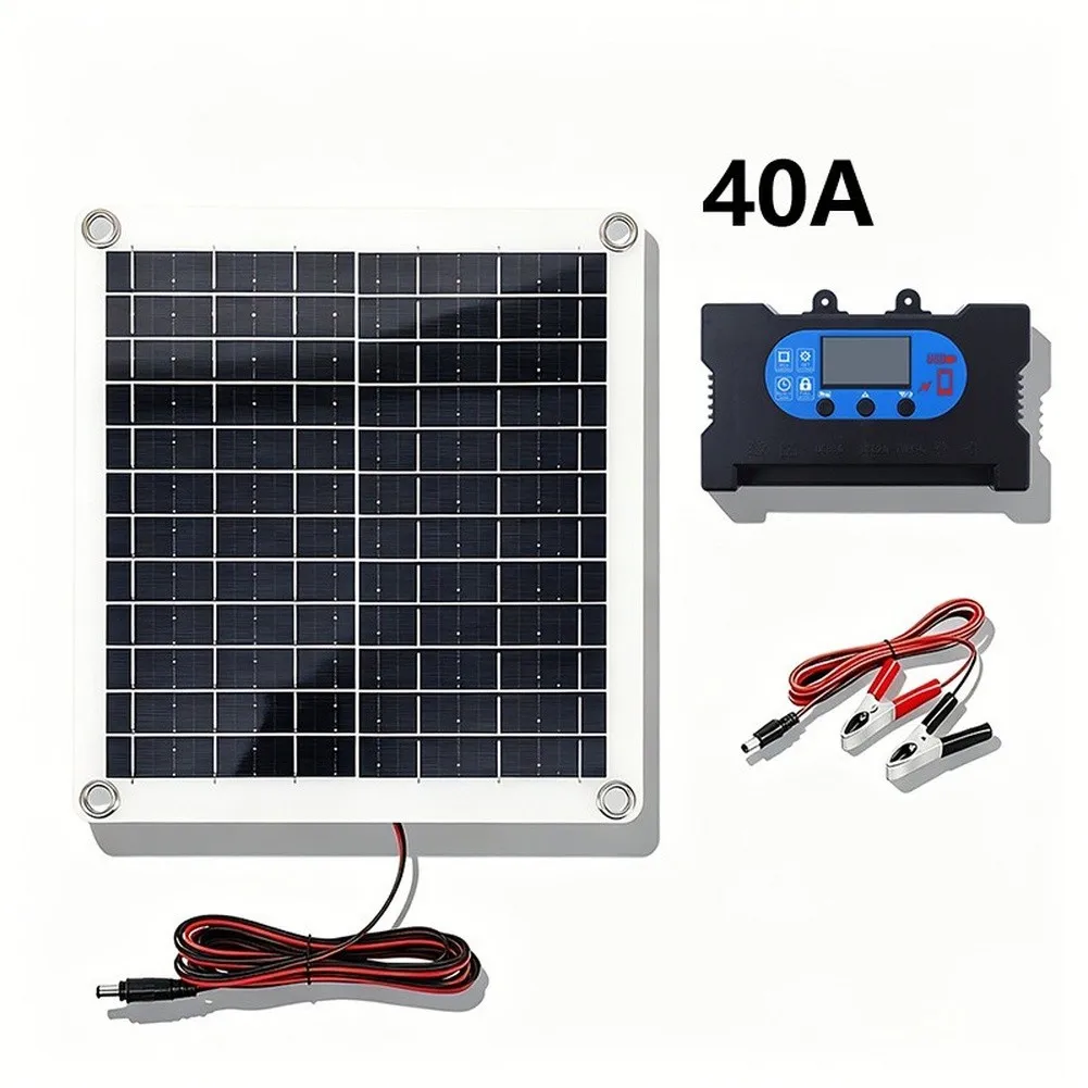 Portable 12W Solar Panel Built‑in Charge Controller For Outdoor Camping RV Vehicle Offroad Mobile Power Charging Hardware Supply