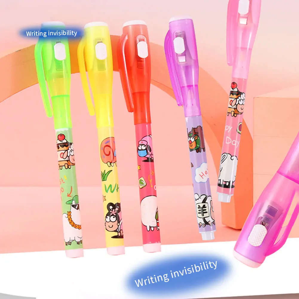 Magic School Office Stationery Student Pen LED Light UV Colorless Marker Pens Ultra Violet Flashlight Ink Pen Secret Marker Pens