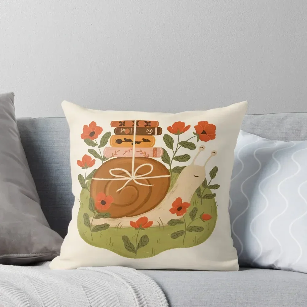 Snail Carrying Books Throw Pillow pillows decor home Pillowcases For Pillows pillow