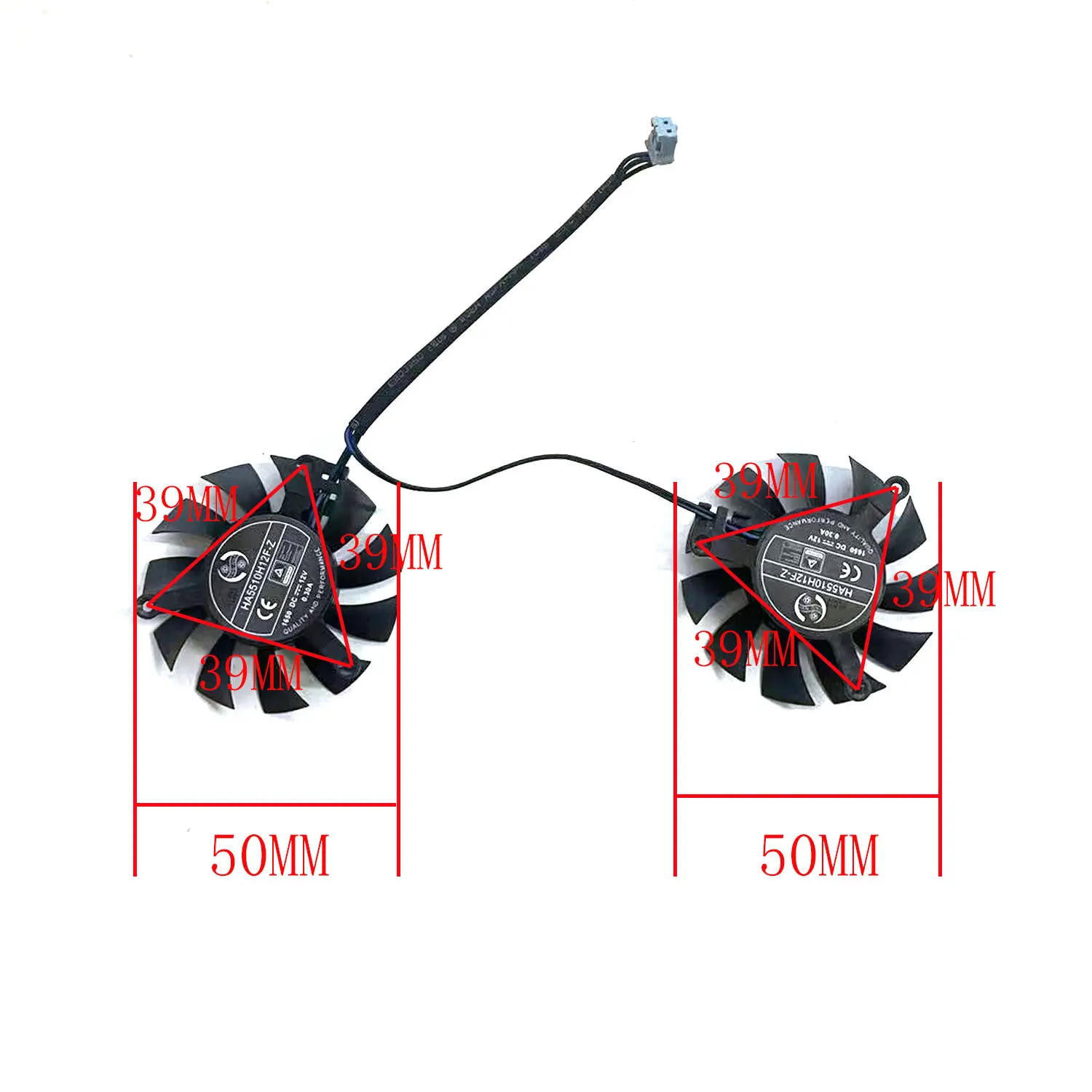 

For MSI GTX1650 LP OCV1 graphics card replacement fan New cooling fan 49MM 2PIN HA55510H12F-Z