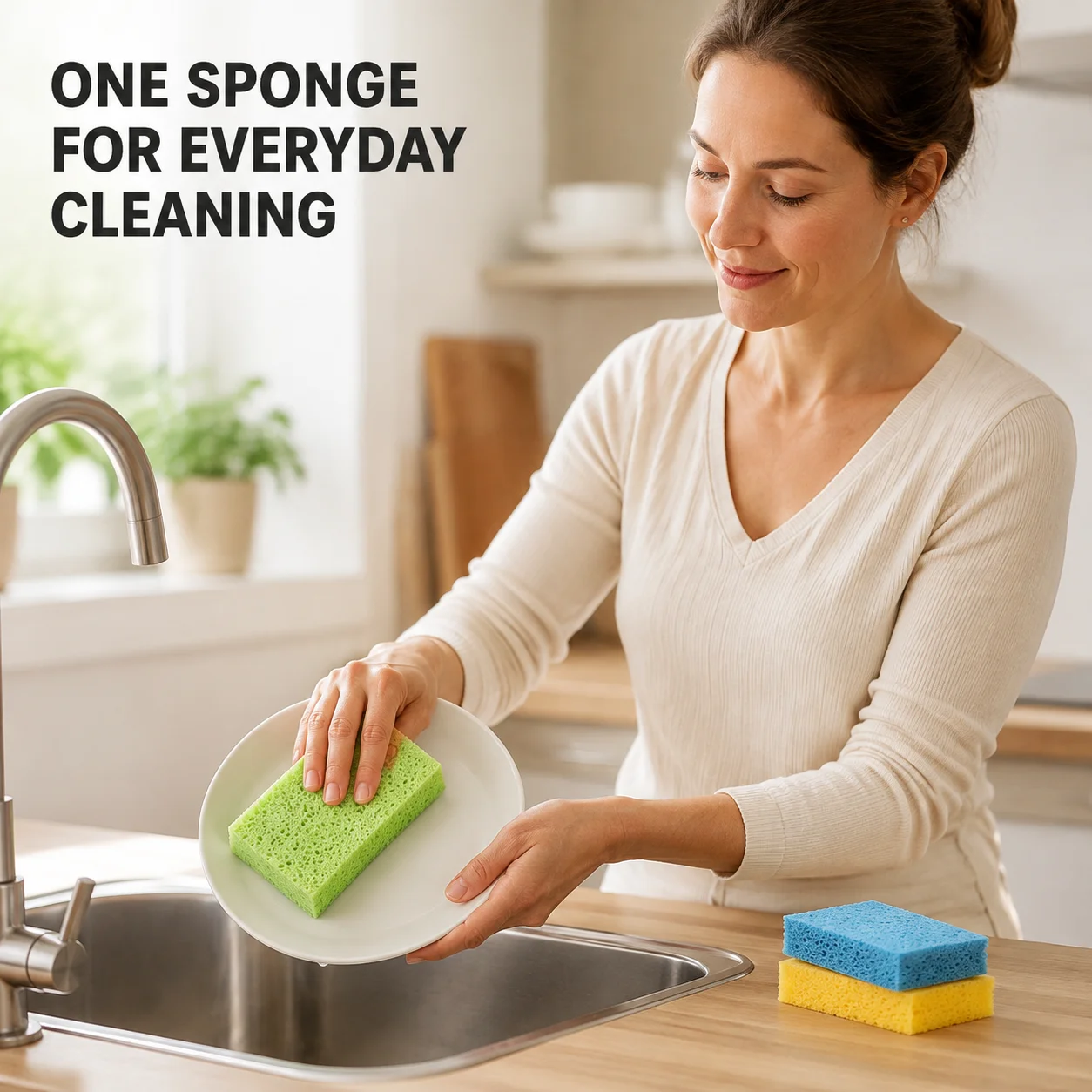 Dishwashing sponge - A multi-functional cleaning pad suitable for cleaning in the kitchen, bathroom, living room and bedroom.