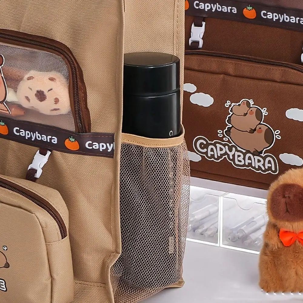 

Легкие сумки с капибарой, большая вместимость с пеналом, холщовые сумки-тоут, многоразовые школьные принадлежности