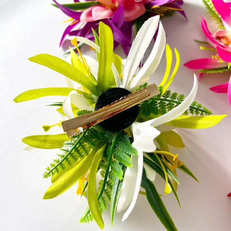 Simulierte Orchideen-Haarspange im Bohemian-Strandresort-Stil, seitliche Haarspange für Foto-Atmosphäre, Schmetterlings-Orchideen-Haaraccessoires – Detail 4