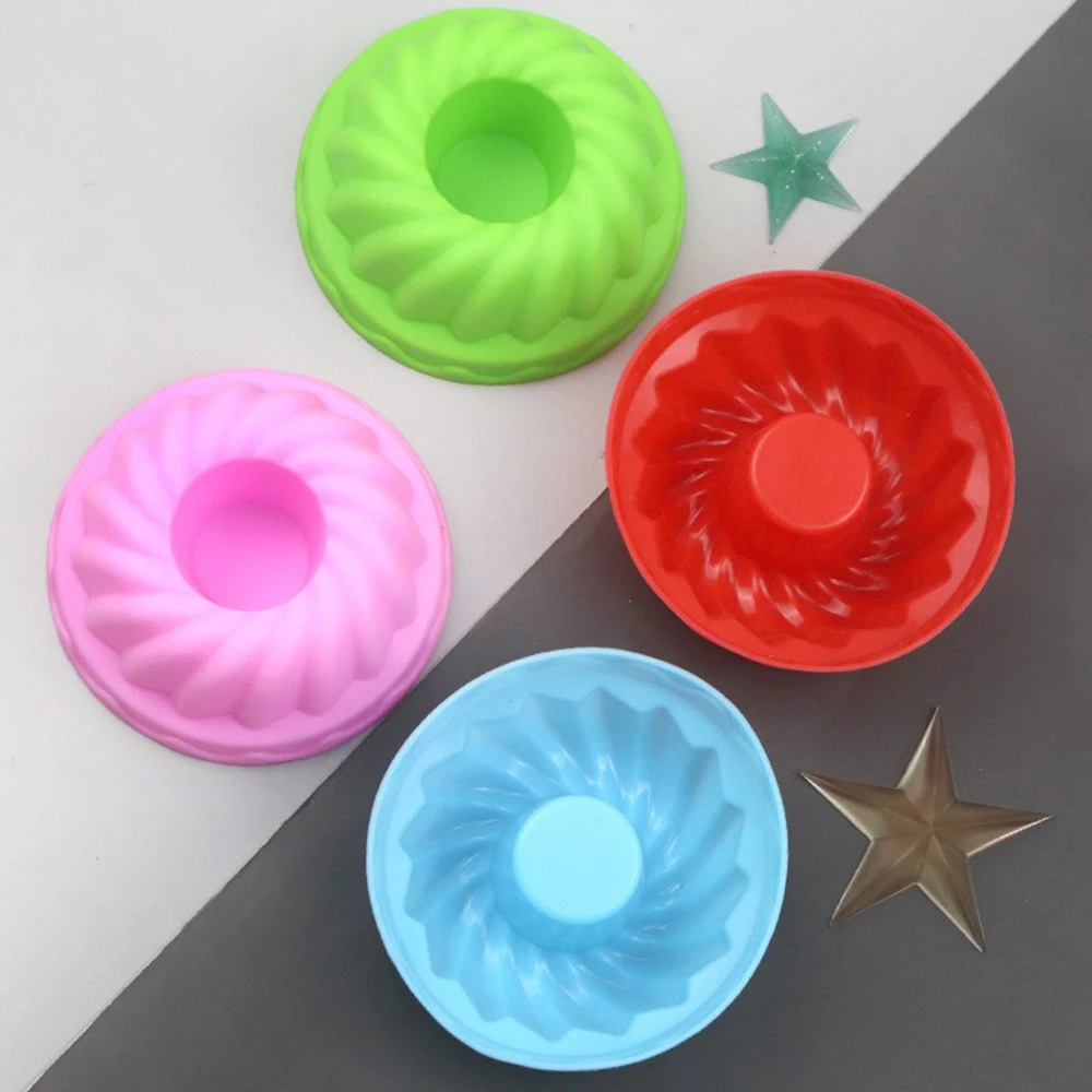 12 Stück/Set, lebensmittelechte, BPA-freie Silikon-Kuchenformen, mehrfarbige, runde Muffinförmchen, Silikon-Kuchenformen zum Backen, zufällige Farben. – Detail 3