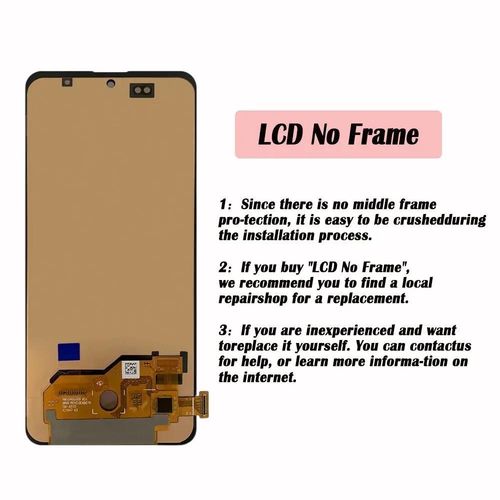 1 PCS 6.5\'\' For AMOLED For Samsung A51 SM-A515FN/DS A515 LCD Display Touch Screen Digitizer With Frame For Samsung A51 lcd