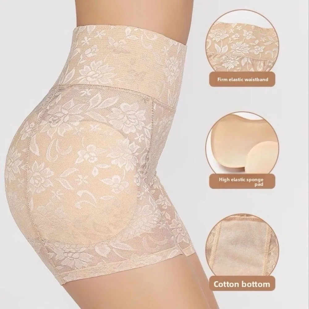 Lace Mesh Slimming Shapewear with Pads Shapers High Waist Tummy Control Underwear Underpants Seamless Butt Lifting Briefs Ladies