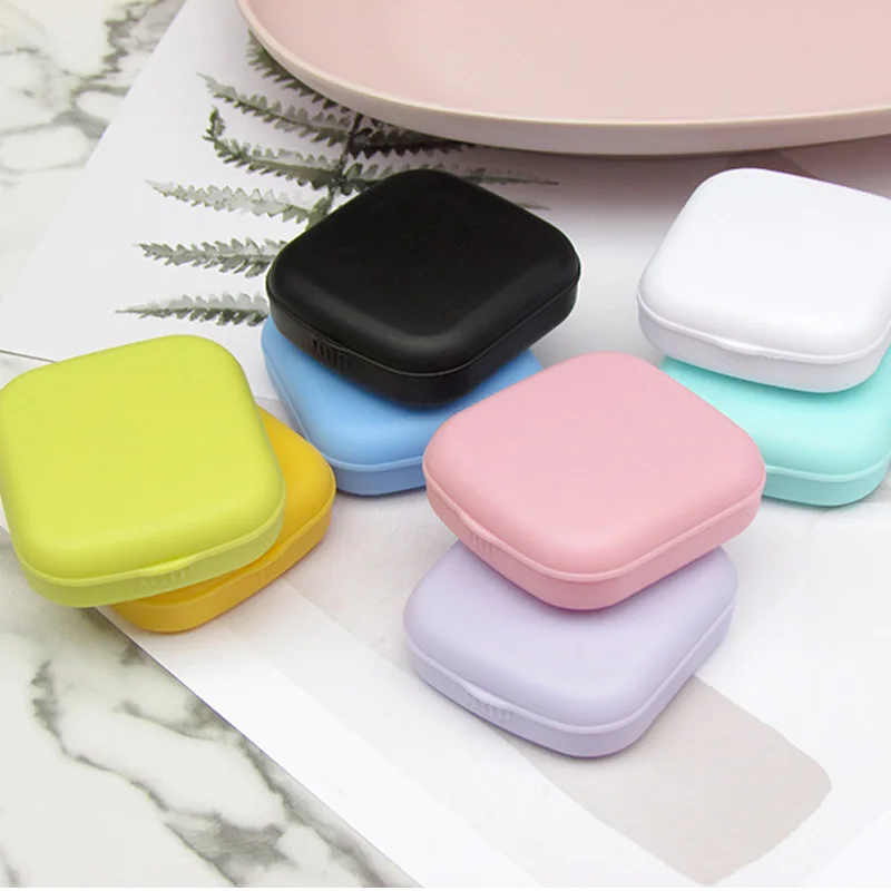 Glad Pocket Draagbare Mini Contact Lens Case Gemakkelijk Carry Gekleurde Lenzen Leerling Opbergdoos Spiegel Container Lentes Reizen Kit